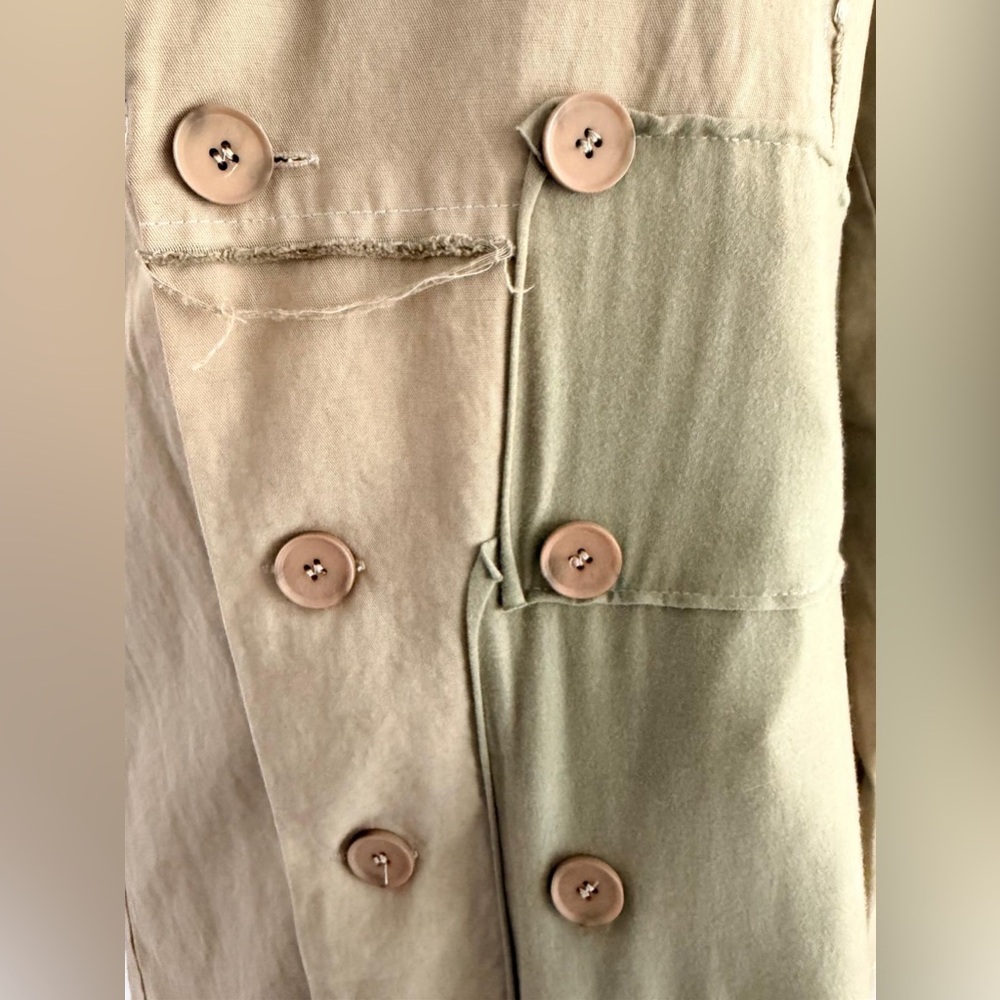 Olive Green Women's Double-Breasted Pea Coat - Picture 6 of 11